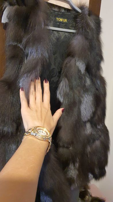 *НОВ* Елек естествен косъм сребърна лисица