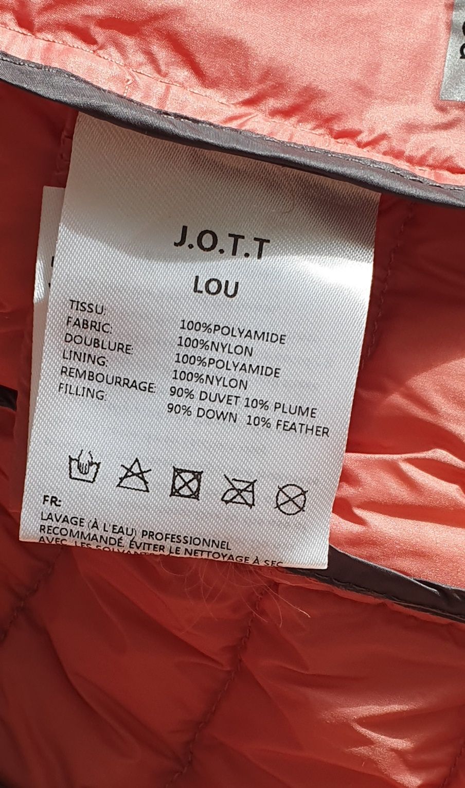 Geaca JOTT 4-6 ani, 110-116 din pene si fulgi, pentru fete, portocaliu