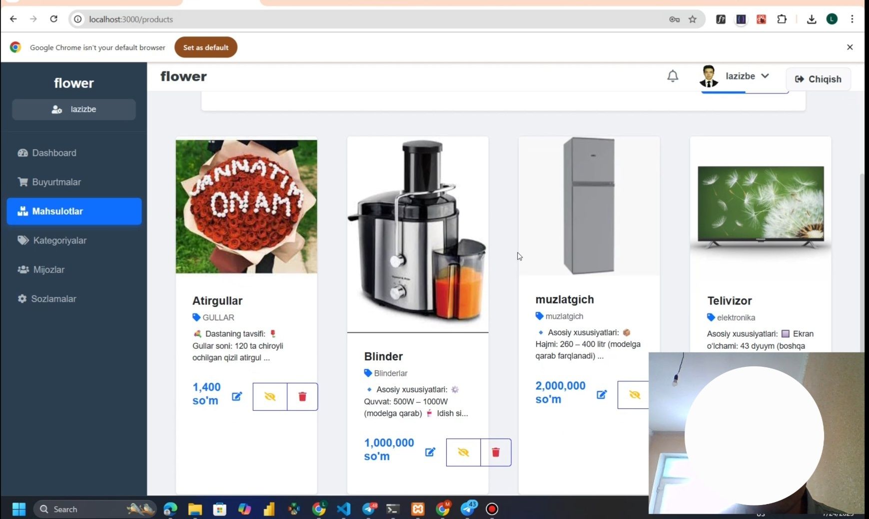 Web Telegram bot yasash xizmati xar xil turdagi admin panelga ega
