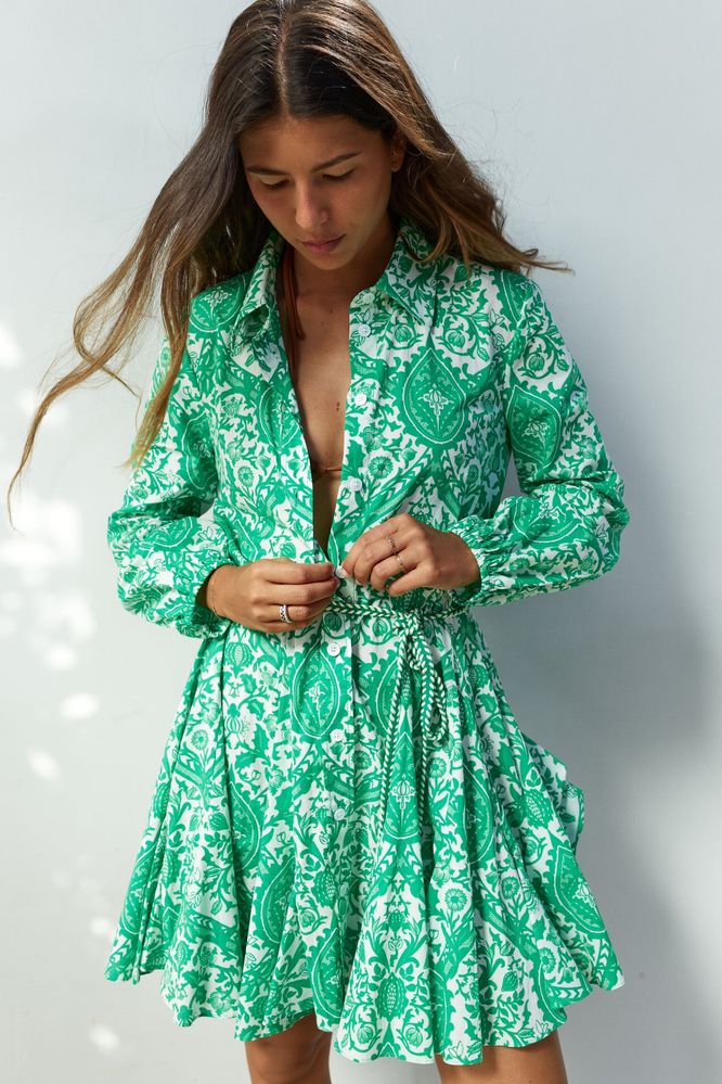 ZARA чисто нова лятна къса рокля в зелено