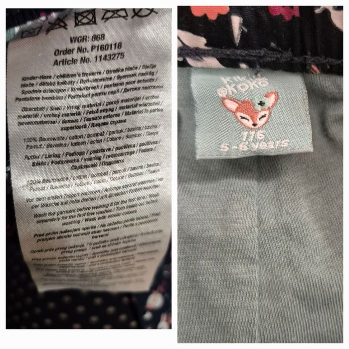 Pantalonix2 fete bumbac 5-6 ani