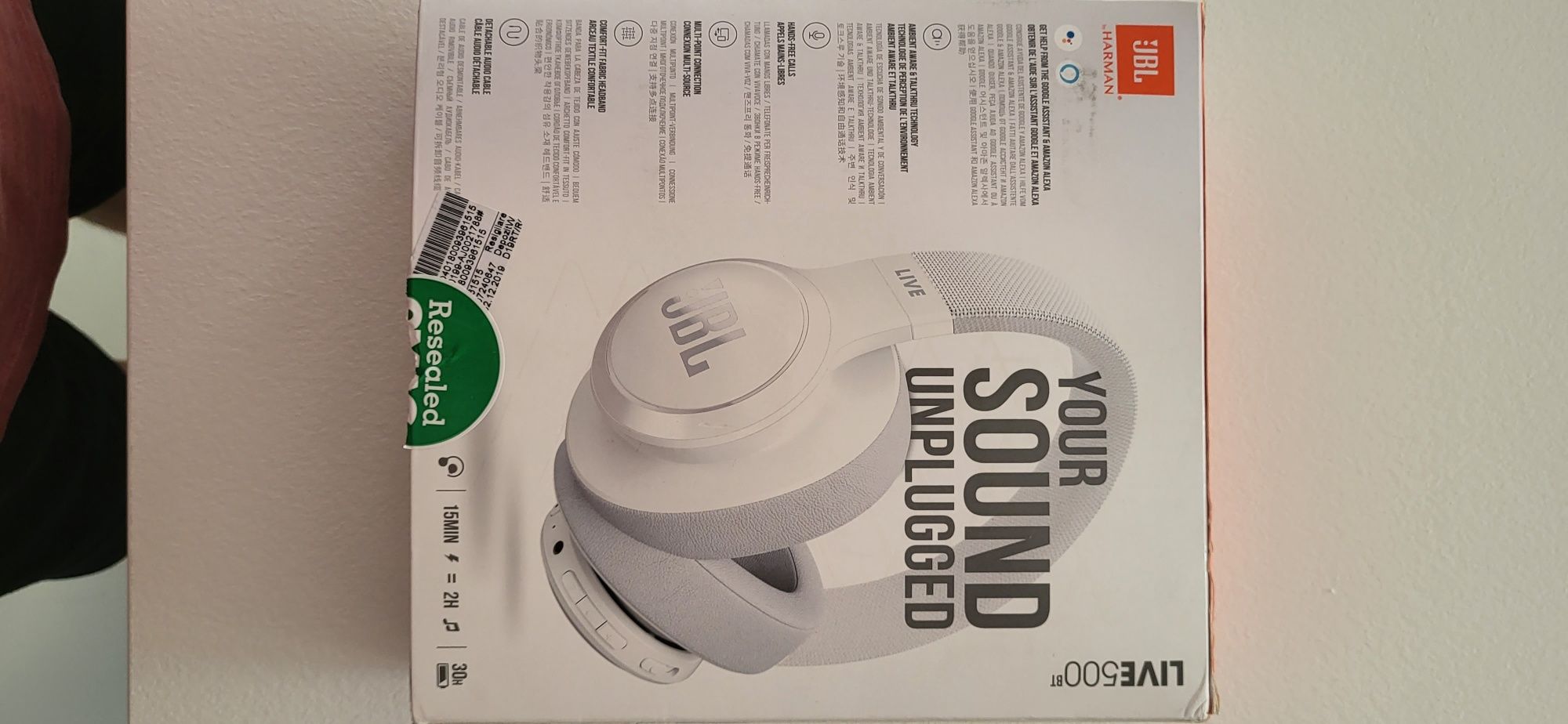 Casti Audio Over the ear JBL LIVE 500BT WHT, Wireless, Bluetooth