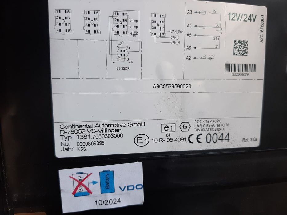 Tahograf 12V/24V VDO TAHOGRAF DIGITAL tacograf funcțional