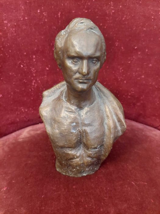 Statuie bronz mini bust autoportret Mihai Coșan