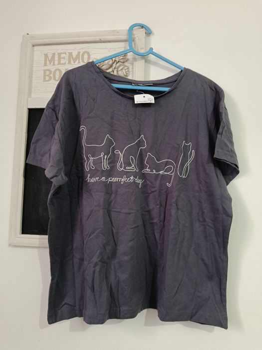 Tricou nou Pepco gri cu pisici mărimea Xs-S fetițe 13-14 ani