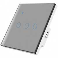 Intrerupator smart touch iUni 3F, Wi-Fi, Sticla, LED, Silver