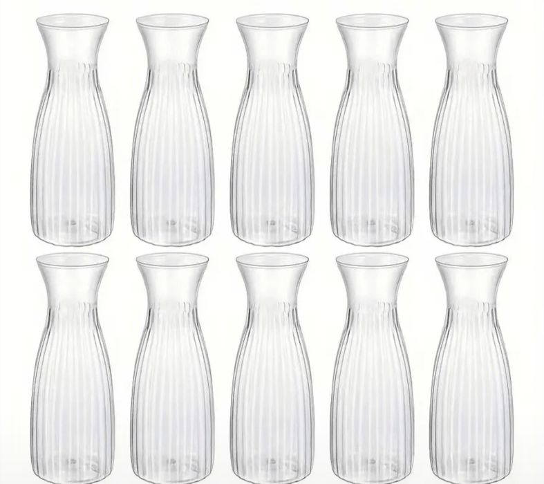 10 броя прозрачни пластмасови вази