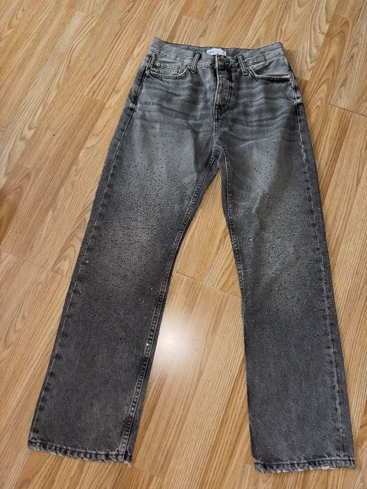 ZARA сиви дънки с камъни блестящи