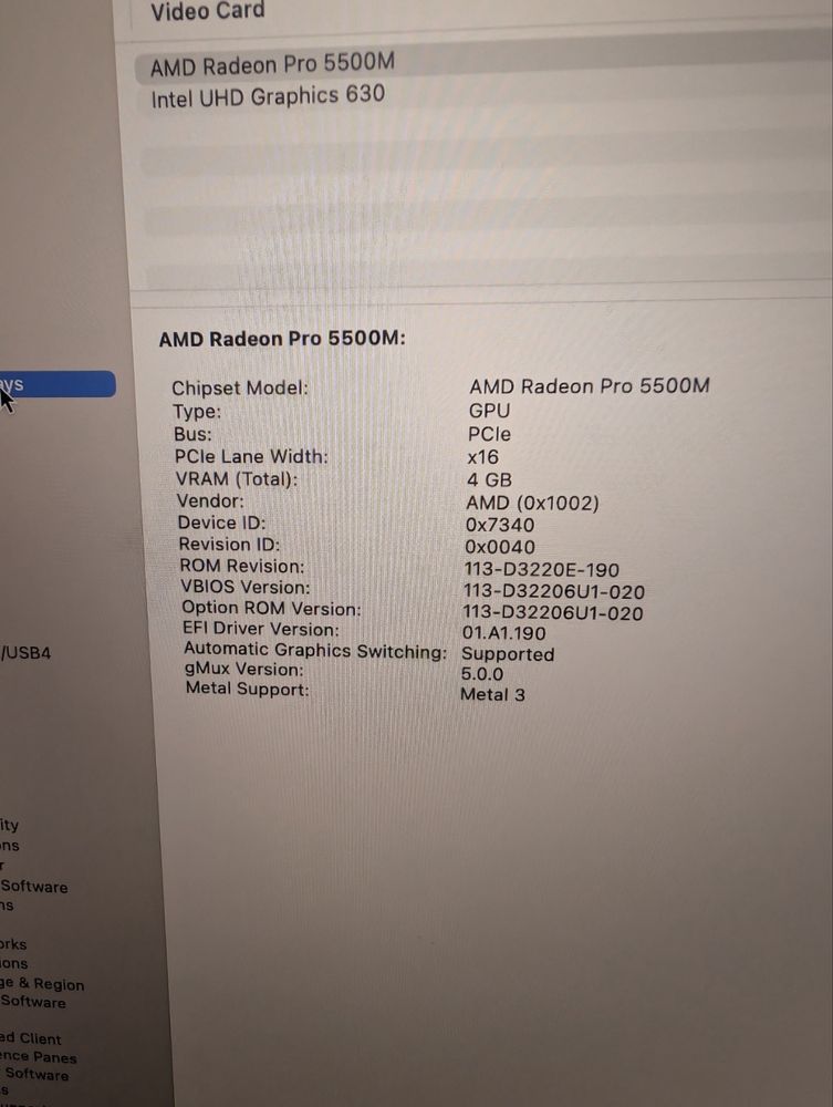 APPLE MACBOOK PRO 16 i9 64gb 1tb rx5500m 4gb