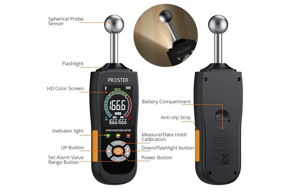 Umidimetru inductiv sferic Proster, adâncime de analiză 20-40 mm, umid