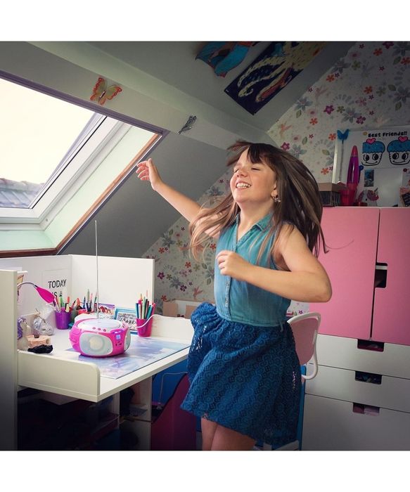 Radio portabil cu CD, USB, roz, Lenco SCD-650