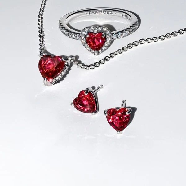 Cercei Pandora argint 925 colier bratara inima roz rosie funda cristal