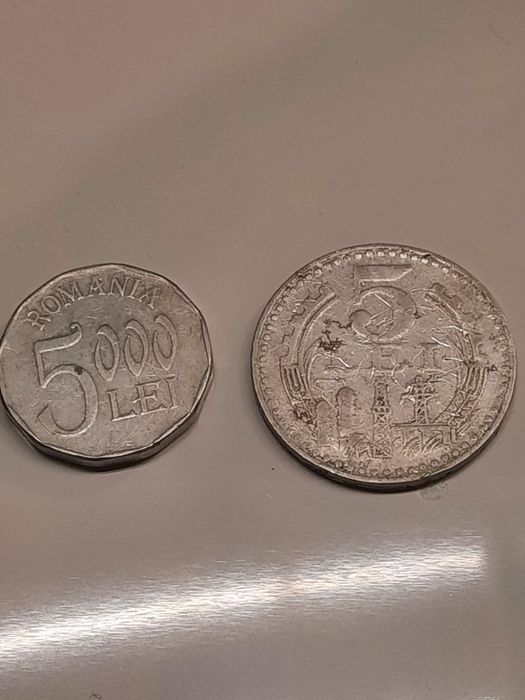 Monede vechi 5 lei si 5000 lei