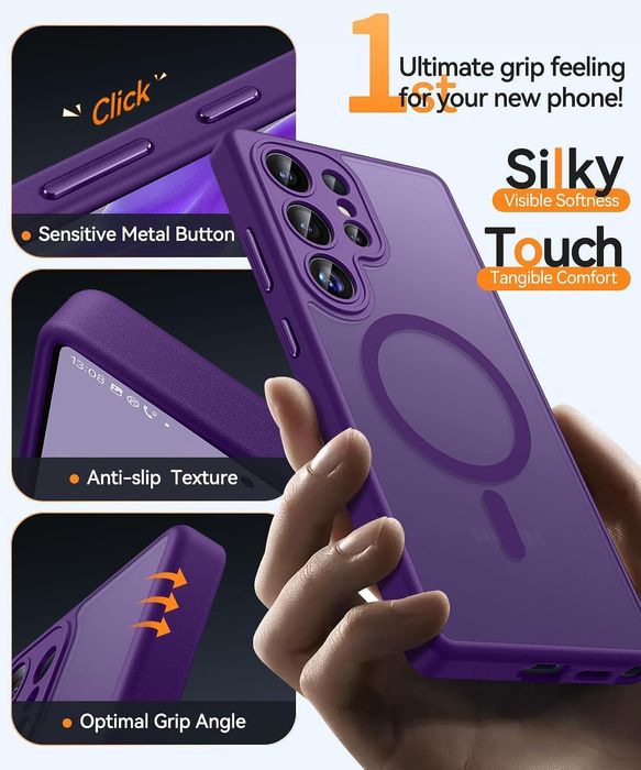 Матов magsafe кейс за samsung galaxy s25 ultra - лилав