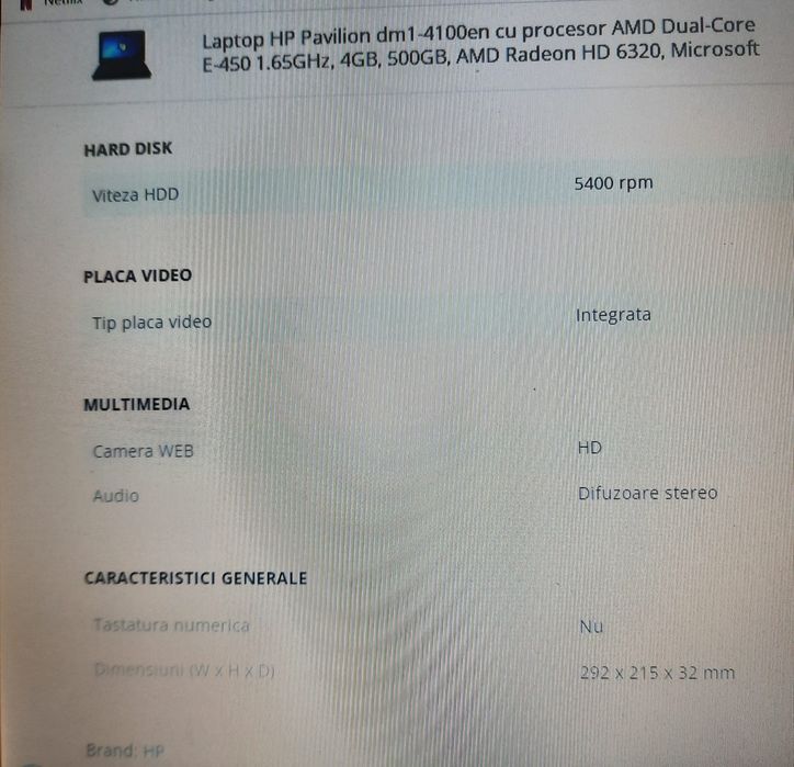 Laptop HP Pavilion dm1