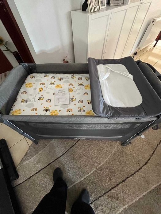 Patut co-sleeper Insieme, Greystone, Coccolle,+SALTEA+Lenjerie 5 piese