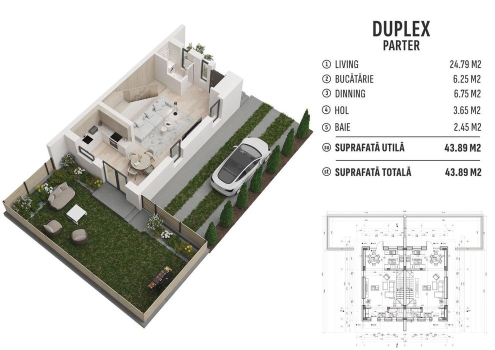 DUPLEX premium 101 mp utili + curte privata 10 minute metrou pompe de