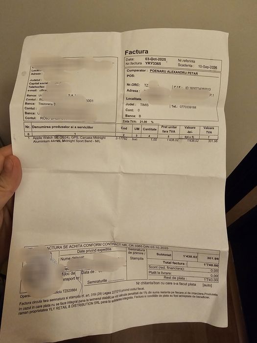 Vand Apple Watch SE 2024 Sigilat factură, garanție 2 ani