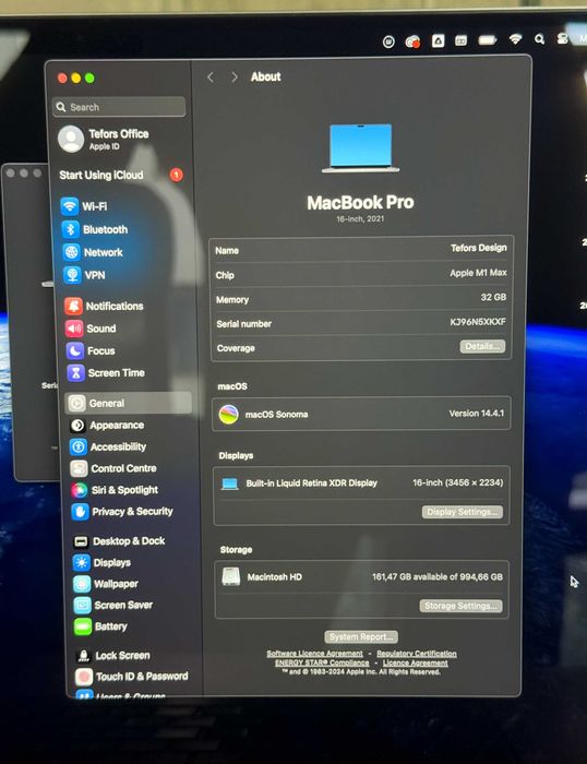 MacBook Pro M1. MAX. **SE EMITE FACTURA.  16". 32 Gb. 1 TB. Space Gray