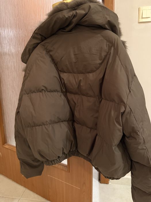 Късо яке с естествен косъм и гъши пух