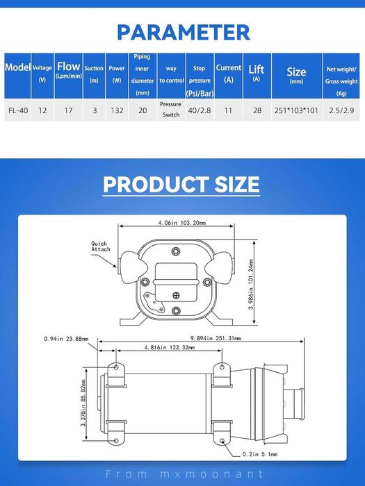 Pompa Ridicare Presiune 12v Camping/Rulote 2.8Bar, REDUS de la 675RON