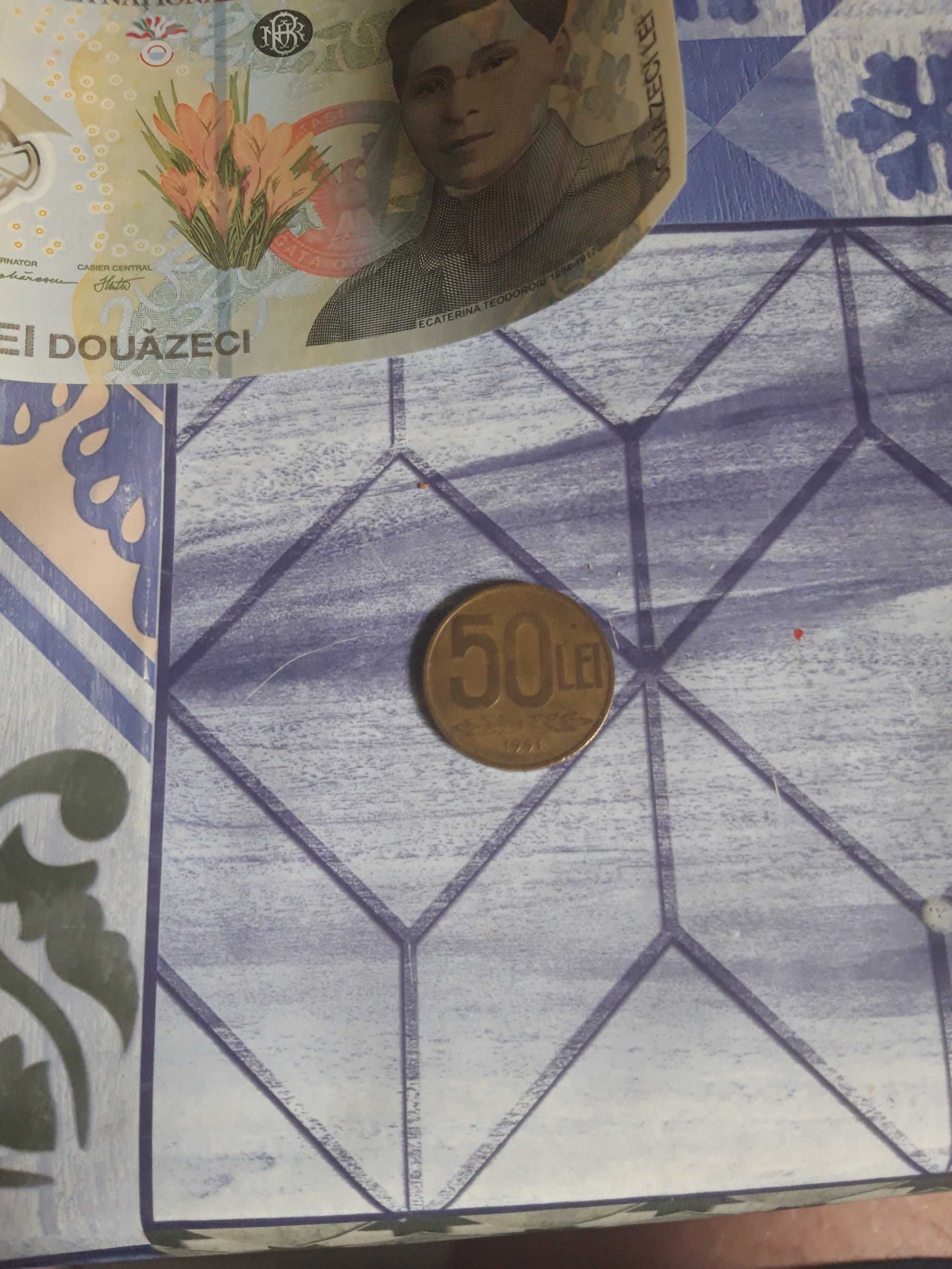 Vand moneda de 50 lei cu chipul lui Alexandru Ioan Cuza din anul 1991.