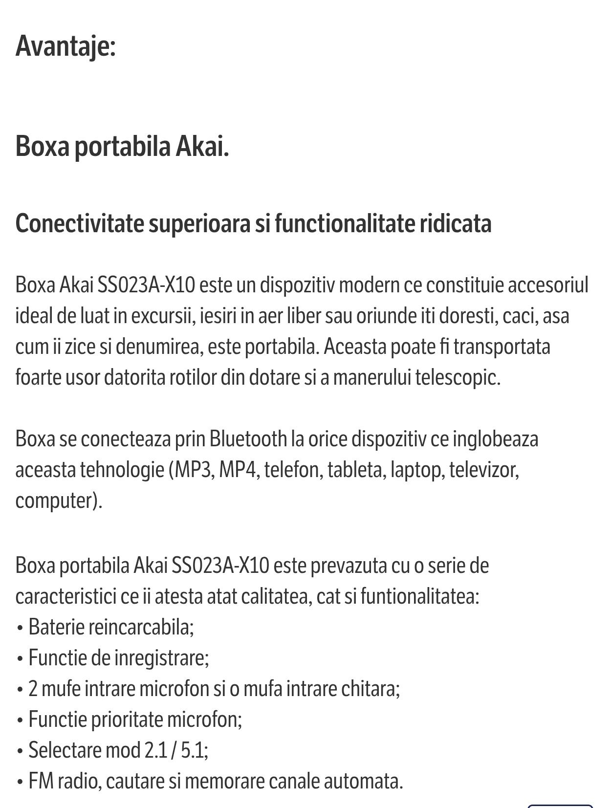 Boxă portabilă Akai