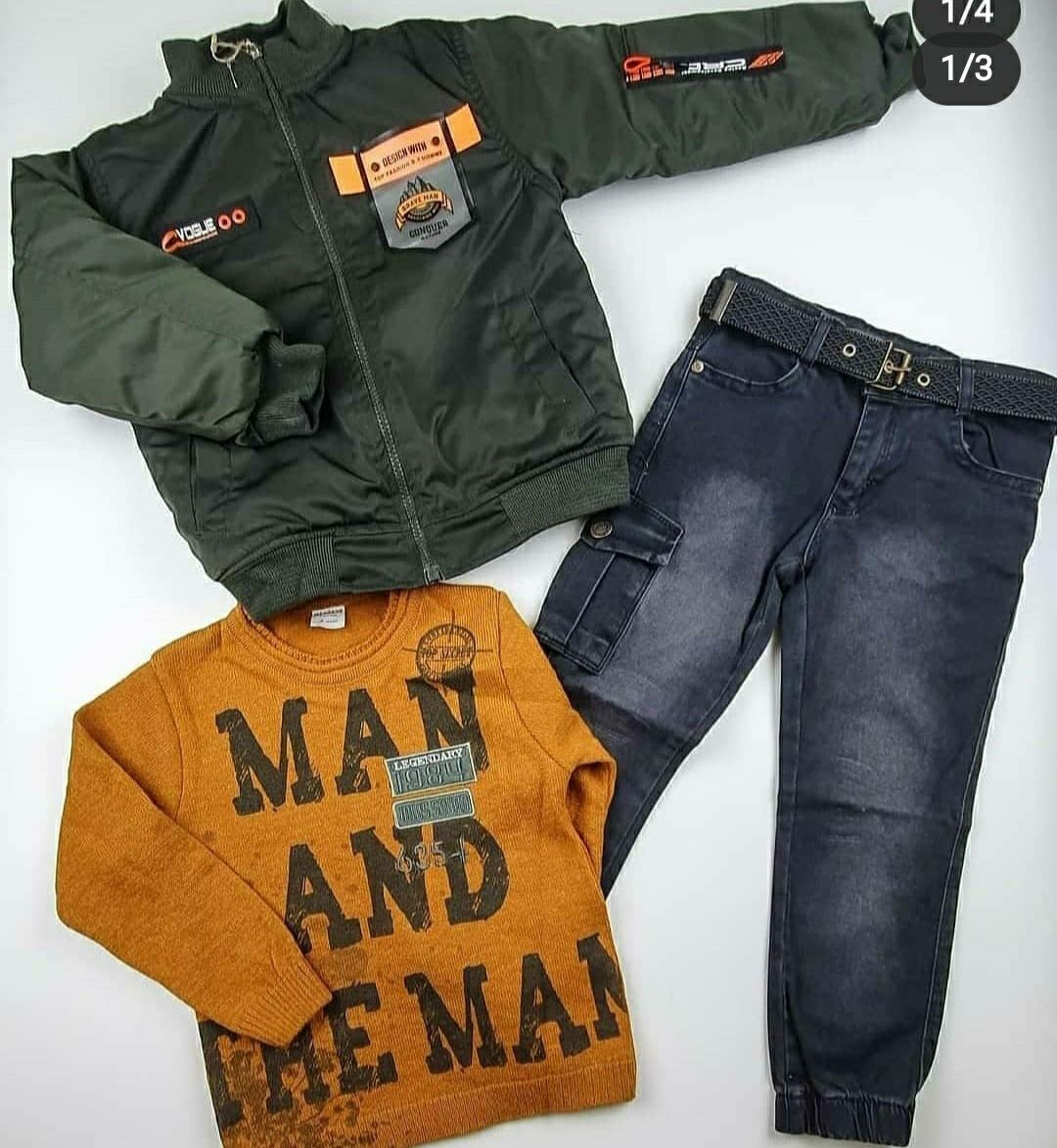 Тройка весна комплекты (куртка, джинсы, пуловер) для мальчиков ТУРЦИЯ