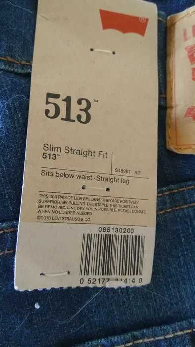 Мужские джинсы Levis 513 тёмно-синие, новые из США (31*32). ДЁШЕВО!