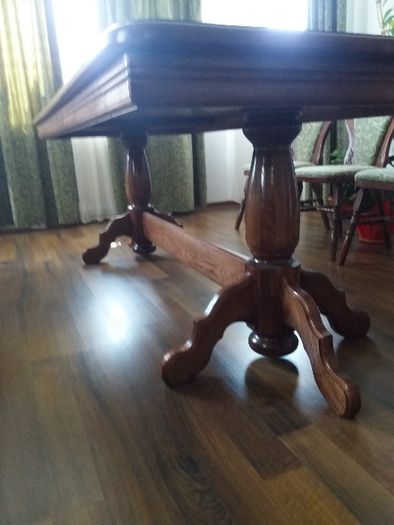 Masa sufragerie lemn masiv stejar+10 scaune tapitate
