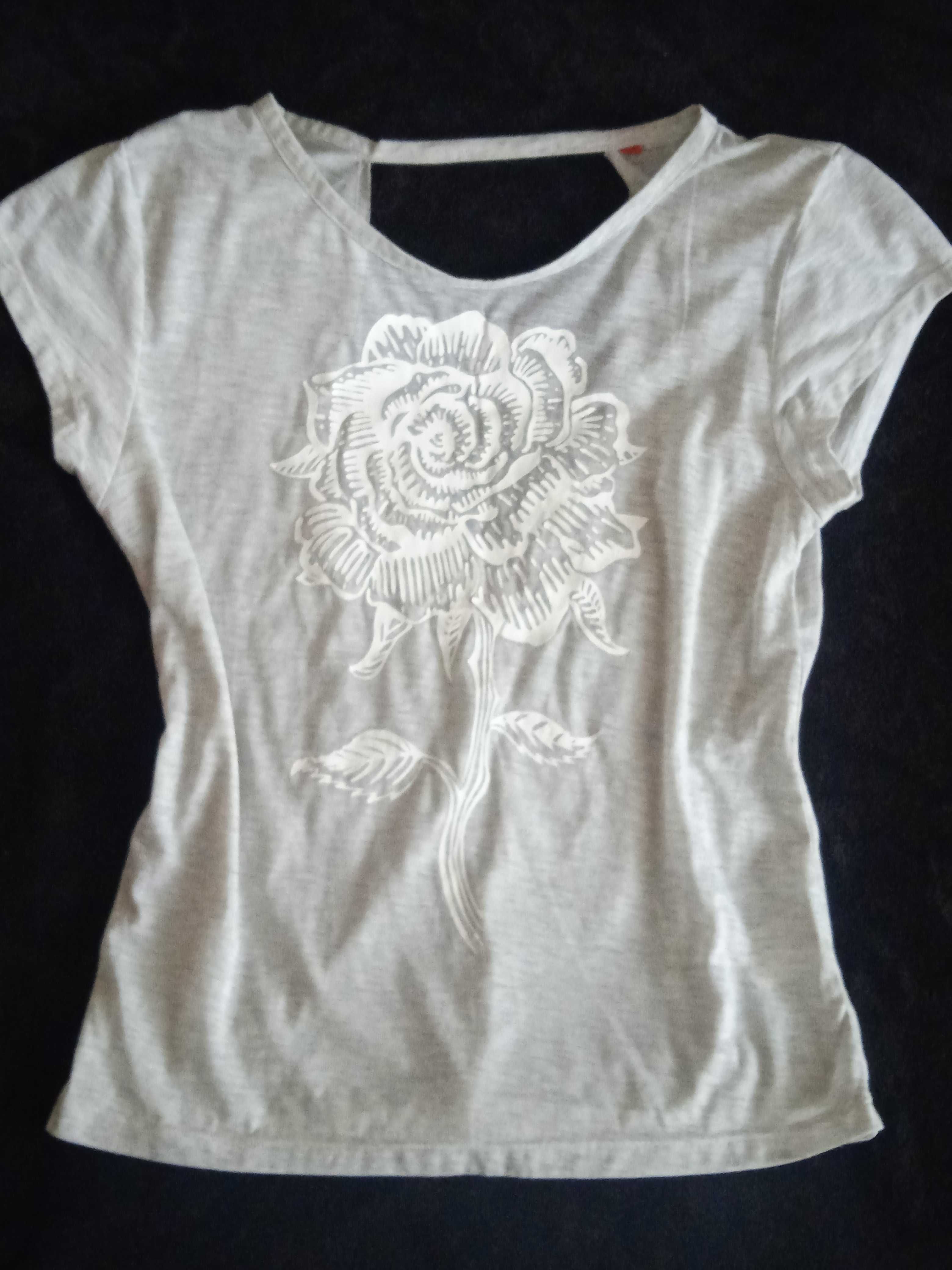 H&M дамска тениска с роза и ефектен гръб - ОТЛИЧНА!