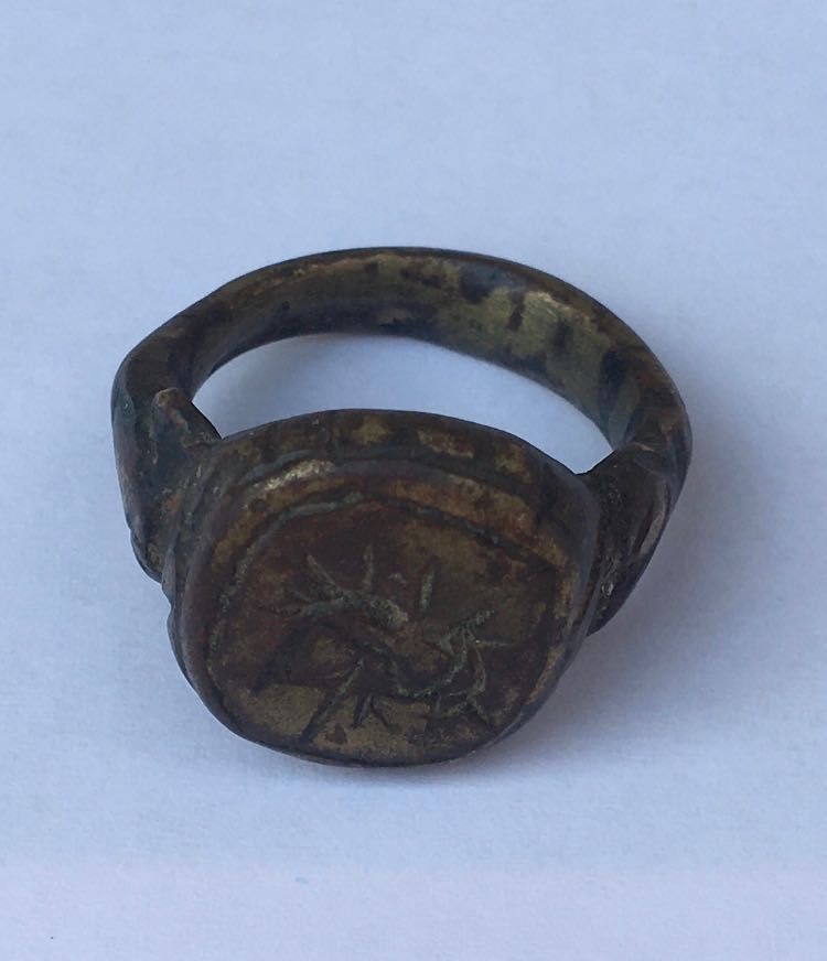 Inel antic medieval sigilar negustoresc foarte vechi