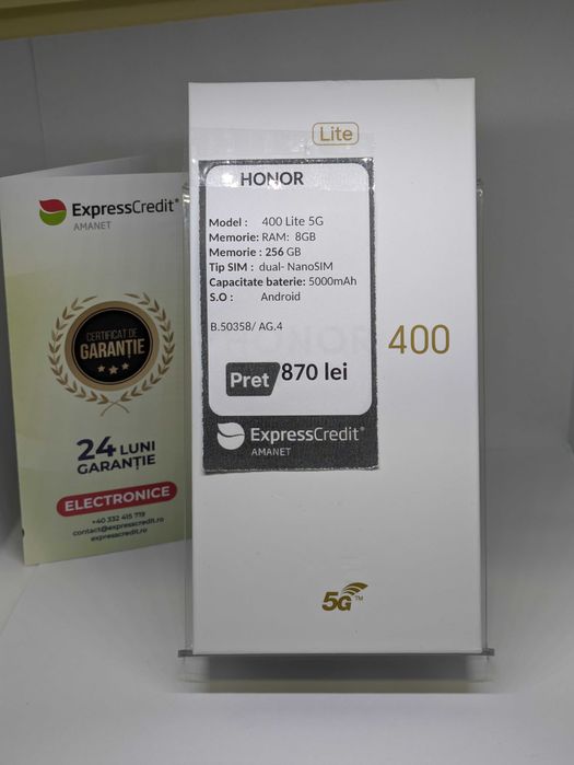 Honor 400 Lite 5G 8/256Gb (AG4 Dacia / B.50358) Garanție 2 ani