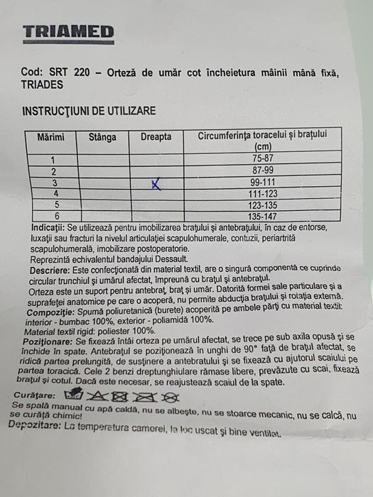 Orteza de umăr drept