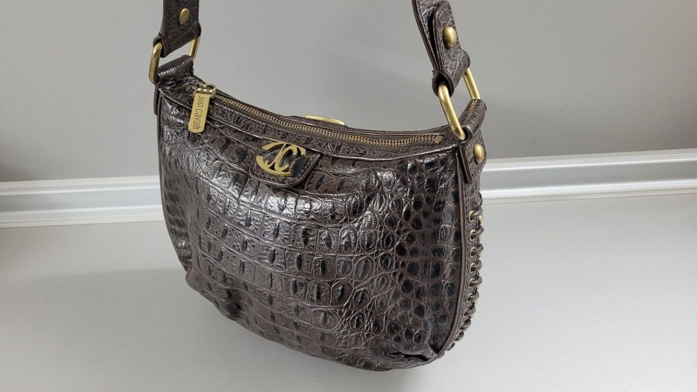 Just Cavalli Brown Crocodile leather handbag Оригинална дамска чанта