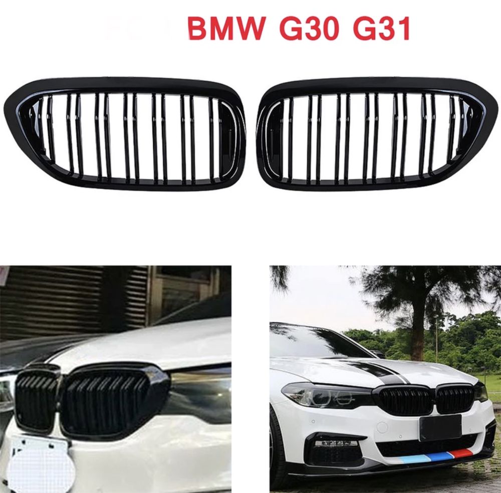 Set grile Active nari duble Piano Black Bmw Seria 5 G30 G31 G38 F90