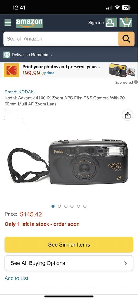 Kodak Advantix 4100 IX Zoom APS Film Camera