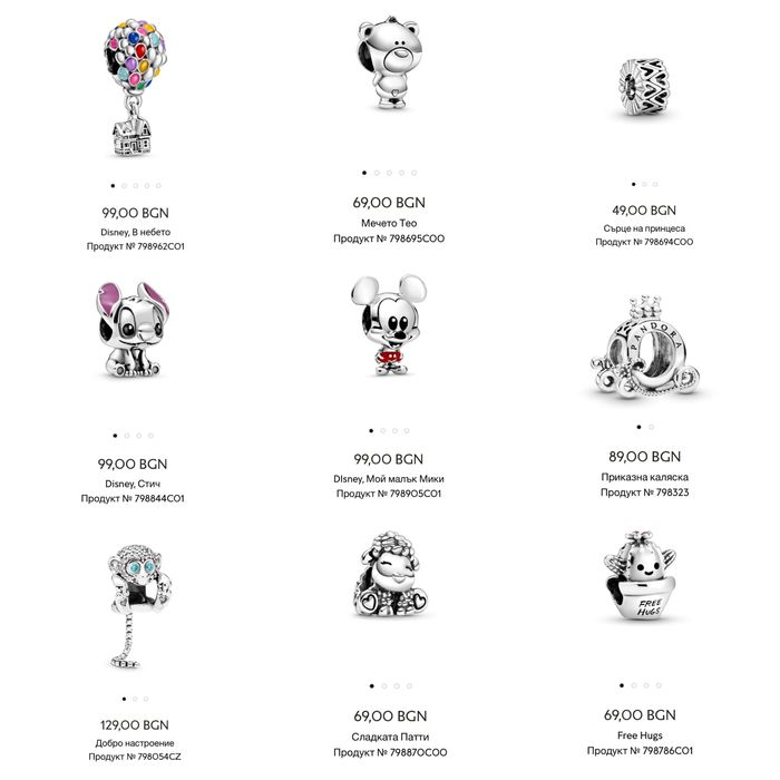 Талисмани Пандора гривни Pandora charms