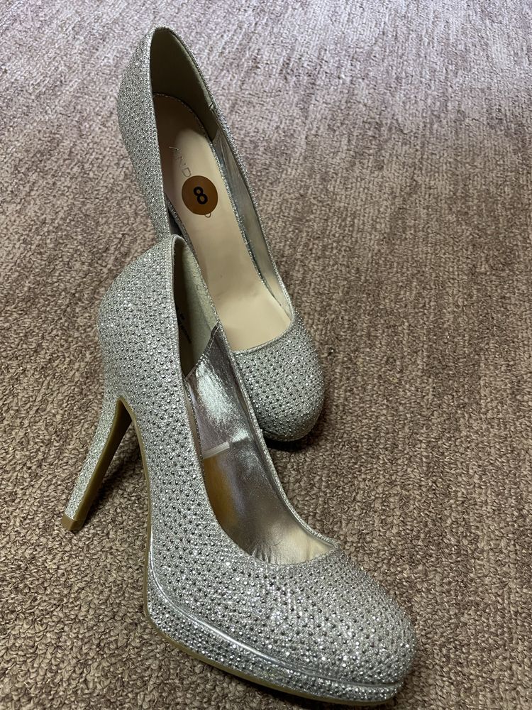 Pantofi glitter argintii 39