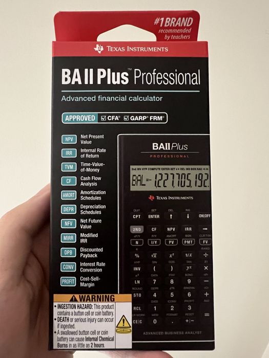 Texas Instruments BA II Plus professional финансовый калькулятор. CFA