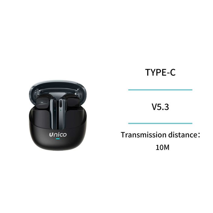 Casti wireless,  T29, Bluetooth 5.3, reducere zgomot ambiental, Negru