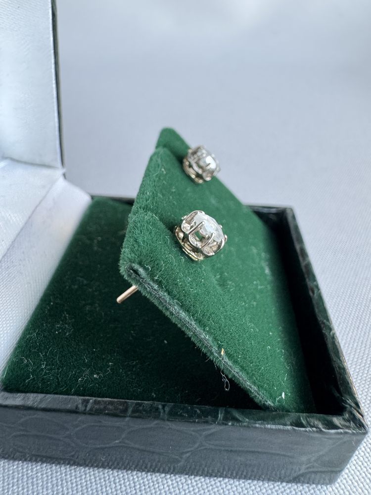 Cercei din aur 14 k si diamante rose cut