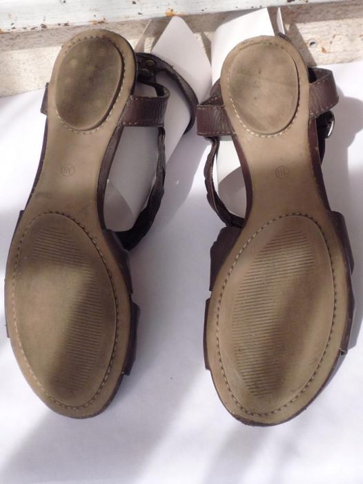 Sandale Bronx din piele, culoare maro inchis