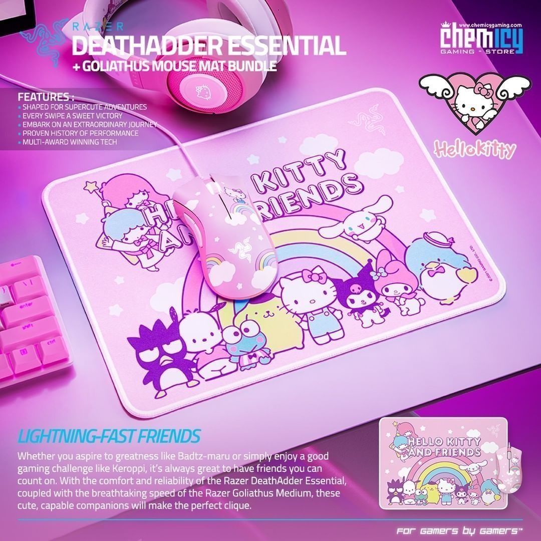 Топ! (2в1) RAZER HELLO KITTY коврик+мышка/мышь Deathadder essential