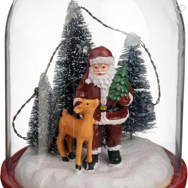 Коледен декоративен купол с елени и Дядо Коледа, LED осветление