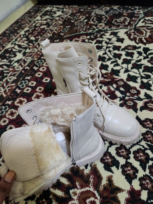 qizlar, ayollar uchun qor poyafzallari, krem ​​rangli, buzilmagan,