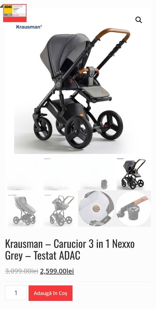 Cărucior/căruț copii 3 în 1,sport+landou+scaun auto.