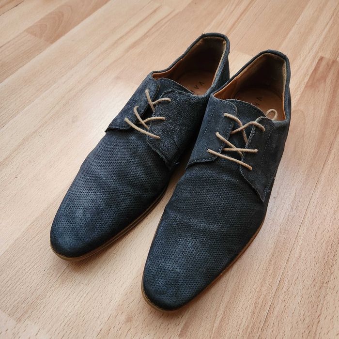 Pantofi piele naturala albastru bleumarin