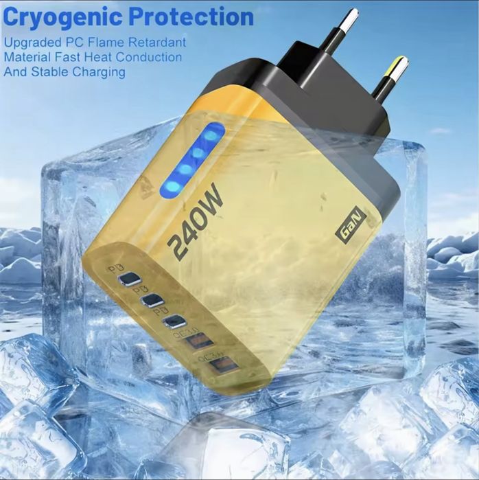 Ultra 3+5*Портови зарядни 200w/240w Super Fast Chargers-Black in color