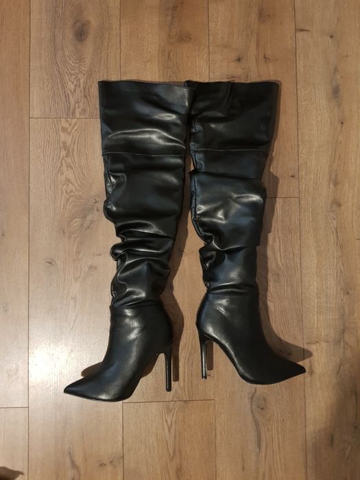 Cizme lungi peste genunchi din piele ecologica